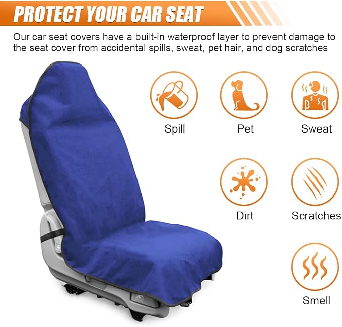 ZIMISI Waterproof Car Seat Cover Towel, Non-Slip Car Seat Protector for Gym Workouts, Running, Swimming, Beach & Hiking, Universal Sweat Towel Cloth for Cars, SUVs, Trucks (Blue) - Image 4