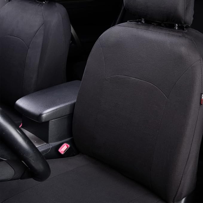 Flying Banner Car Seat Covers Front Seats Rear Bench Polyester car seat Protectors Easy installations Rear Bench Split Classic Man Lady Truck Soid Black - Image 4