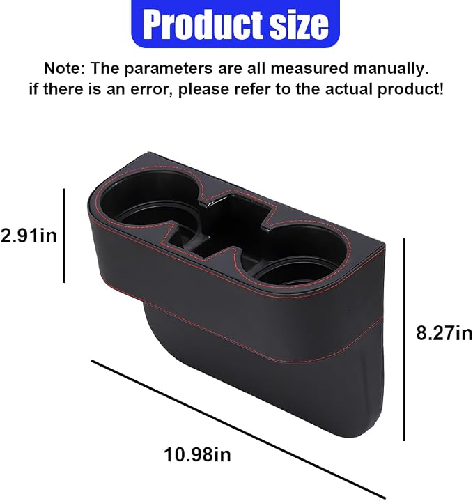 YoRise Car Cup Holder, PU Leather Automotive Cup Drink Holder, Car Seat Gap Filler Storage Box, Multifunctional Front Seat Organizer, Cell Mobile Phone Holder, Coin Bucket (Black) - Image 2