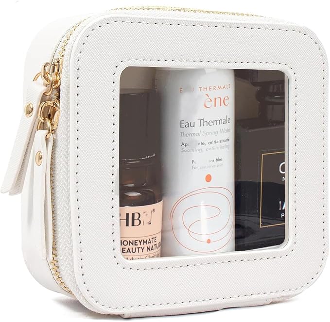 Clear Makeup Bag Small, Mini Travel Cosmetic Case Transparent TSA Approved Toiletry Bag with Zipper Portable Make Up Pouch for Purse Traveling Car Essentials Organizer for Women Men by FFpaw