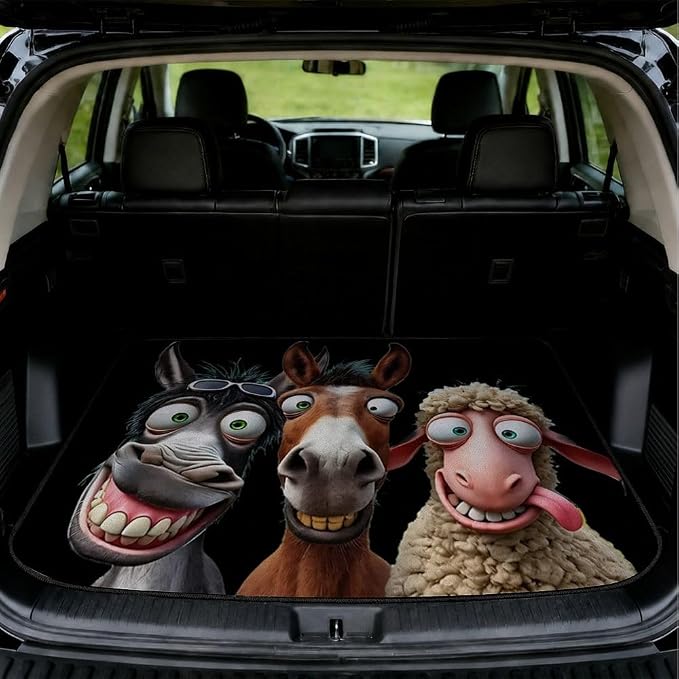 Car Trunk Mat for SUV, 31"x47" Cute Funny Animal Cargo Liner Protector | All Weather Universal Cargo Liners for Dogs, Car Accessory for SUVs/Sedan/Wagons, Durable Non-Slip Washable Rear Cargo Mat by Unknown