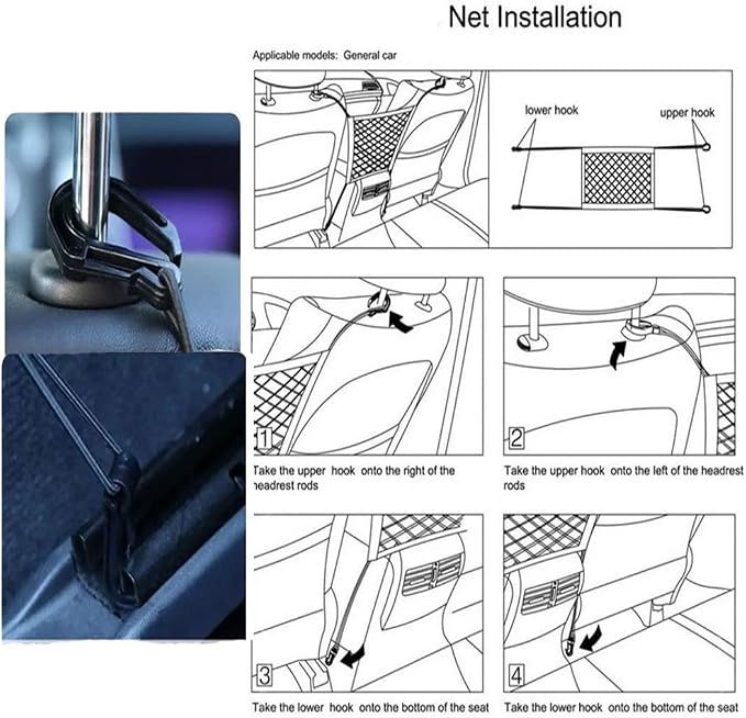 3-Layer Car Mesh Organizer, Dog and Kid Pet Barrier, Seat Back Net Bag Holder, Storage Organizer, Cargo Tissue Handbag Purse Holder, Driver Storage Netting Pouch - Image 5