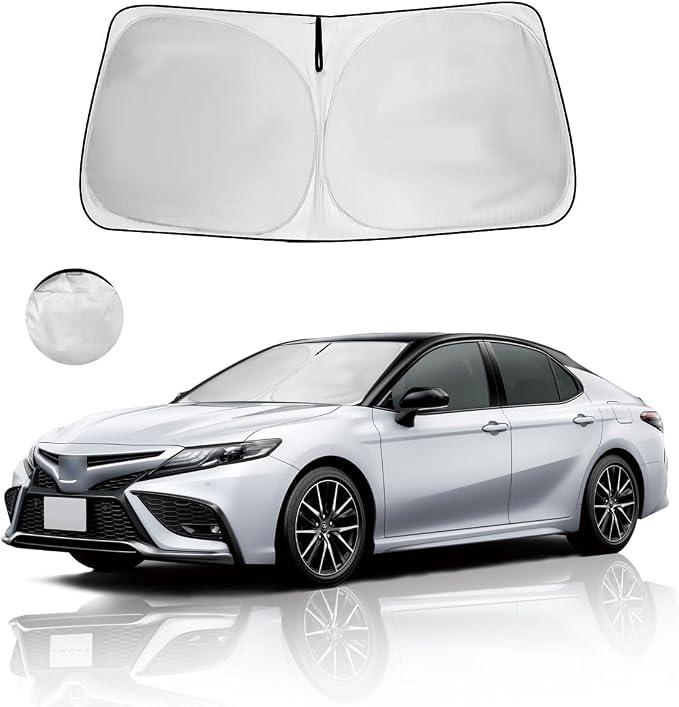 Windshield Sun Shade Car Sunshade Accessories Fit Toyota Camry 2026-2018 | HOHUIGO Front Window Sun Visor Heat Shield Cover Folable UV Protector for Camry LE XLE Hybrid SE XSE Sedan, Keep Car Cool by HOHUIGO