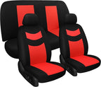 Tapha Universal Car Seat Covers Full Set - Front and Rear Split Bench, Easy to Install, Breathable and Washable Universal Interior Covers for Auto, SUV, Sedan, Van, Airbag Compatible, Black & Red by Tapha