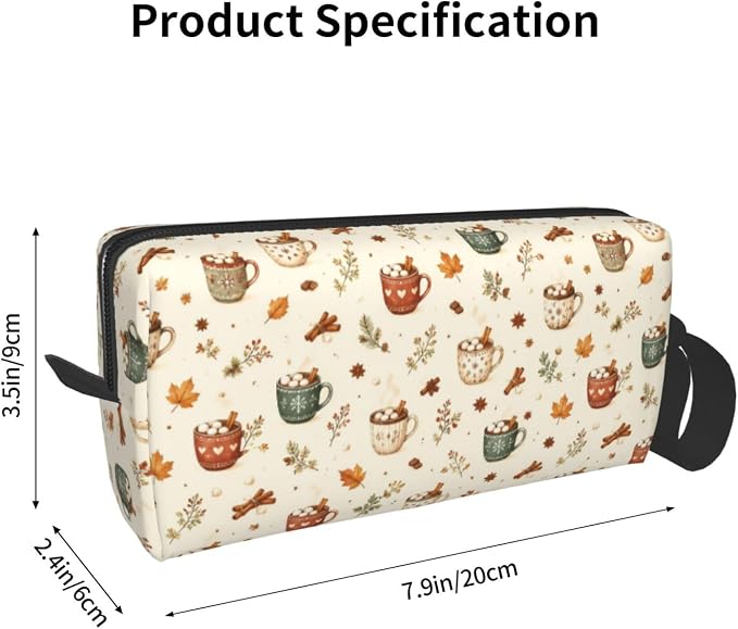 Hot Chocolate Mugs Makeup Bag for Women | Small Travel Cosmetic Pouch with Zipper, Compact Makeup Organizer Bag for Purse, Toiletries, Skincare & Daily Essentials - Image 3