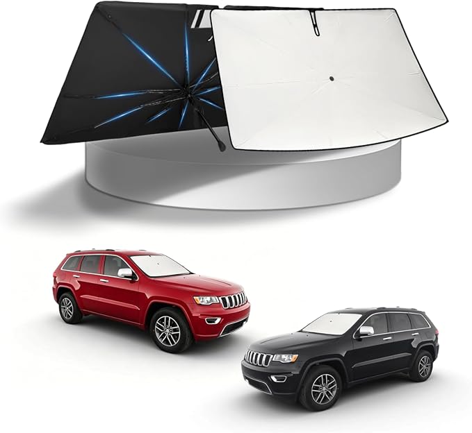 KUST Windshield Sun Shade Umbrella for 【2011-2026 Jeep Grand Cherokee】 | Custom Fit Windshield Sunshade | Foldable Sunshade with Bendable Handle | Blocks Heat & UV Scratch Resistant by KUST