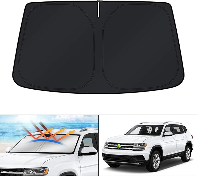 KUST Windshield Sun Shade for Volkswagen Atlas Accessories 2018-2024 2025 2026 VW Atlas Cross Sport Sunshade Foldable Sun Visor Protector Blocks UV Rays Keep Your Car Cooler by KUST