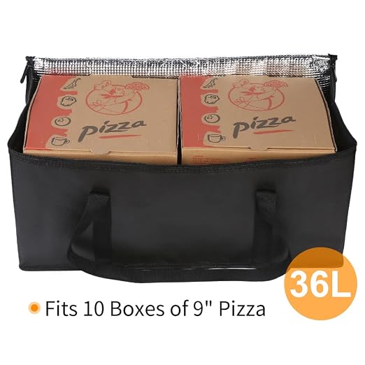 Bodaon Insulated Food Delivery Bag, 22" x 10" x 10" Insulated Pizza Delivery Bags for Hot/Cold Food, Black, 1-Pack | Insulated Pizza Delivery for Hot/Cold Food, Commercial Catering, Reusable Grocery Shopping Tote, Thermal Carrier, Collapsible - Image 4