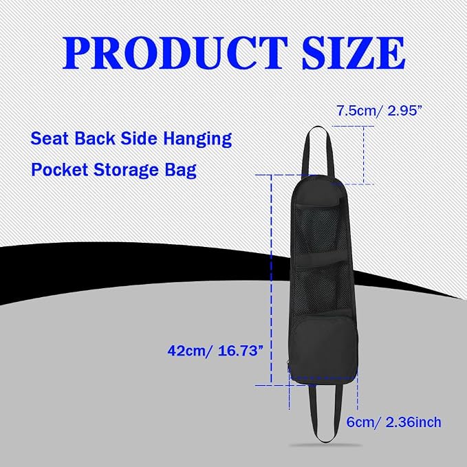2PCS Car Seat Storage Hanging Bag, Multi-Pocket Seat Side Organizer, Front Seat Hanging Bags with Mesh Net Pockets, Universal Car Accessories for Most Vehicles to Hold Mobile Phone Wallet Glasses - Image 2