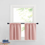 RYB HOME Cafe Blackout Curtains 24 inch Length, RV Camper Window Curtains | Short Small Half Window Tiers,Privacy,Thermal Insulated,Light UV Heat Blocking,Rod Pocket,W29 x L24,Peach Blush,2 Panels by RYBHOME
