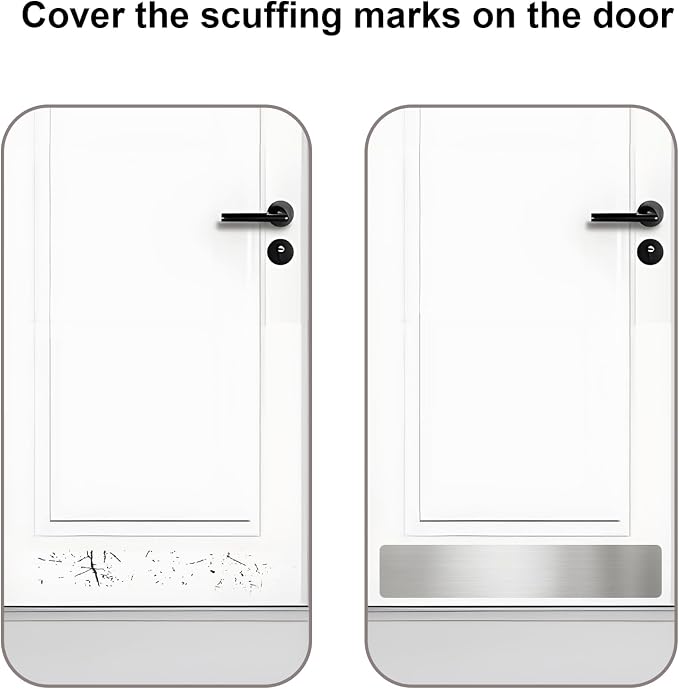 Dog Door Protector from Scratching, Steel Guard, Brushed Silver 6"x30" | Prevents Claw Marks & Scuffs, Smooth Rounded Corners, Self-Adhesive Install, Anti-Scratch Kick Plate, 2 Pcs - Image 3