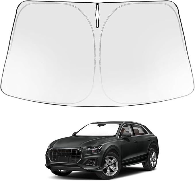 Proadsy Custom Fit 2019-2026 Audi Q8 Windshield Sun Shade, Blocks Heat | 240T Heat Shield, Drops Temp 54°F, Blocks 99% UV, Prevents Dashboard Cracking, Summer Parking & Beach Trips, Easy Twist-Fold by Proadsy