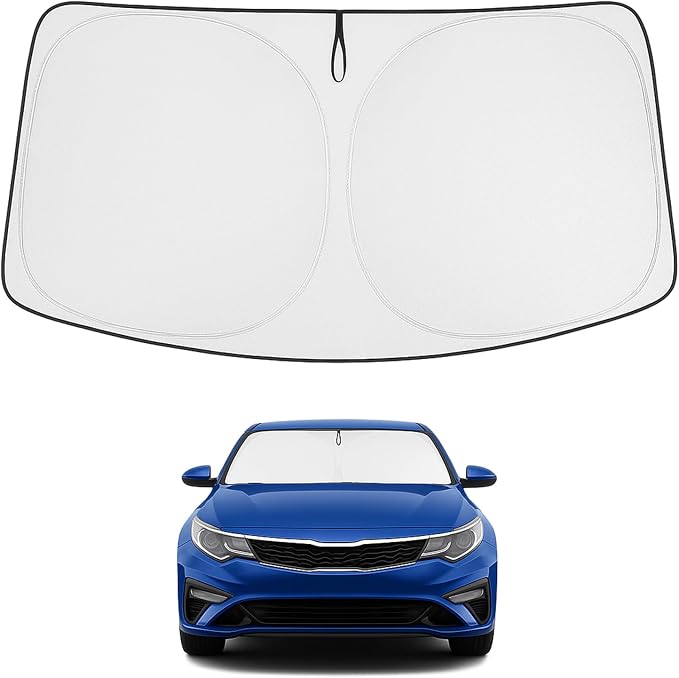 Proadsy Custom Fit 2016-2020 Kia Optima Windshield Sun Shade, Blocks Heat | 240T Heat Shield, Drops Temp 54°F, Blocks 99% UV, Prevents Dashboard Cracking, Summer Parking & Beach Trips, Easy Twist-Fold by Proadsy