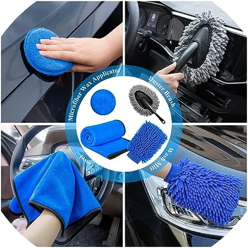 37Pcs Car Detailing Brush Set, Car Detailing Kit, Auto Detailing Drill Brush Set, Car Detailing Brushes, Car Wash Cleaning Tools Kit with Car Vacuum for Interior, Exterior, Wheels, Blue - Image 6