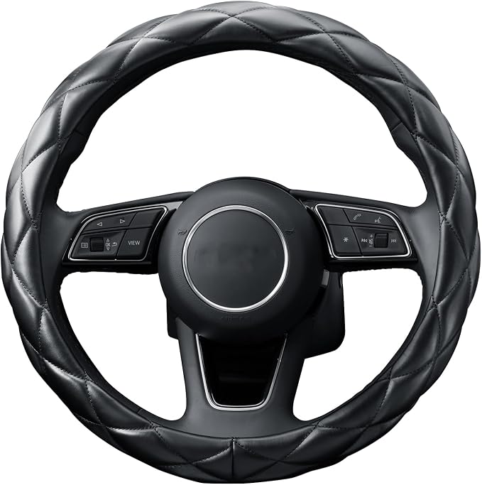 YHONGJT Soft Microfiber Leather Steering Wheel Cover, Universal 15 Inch for Women Girls, Fit Vehicles, Sedans, SUVs, Vans, Trucks - Black - Image 8