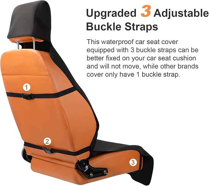 seceles Sweat Seat Covers for Cars Neoprene Waterproof Seat Cover Anti-Slip Buckles Seat Protectors for Vehicles Trunks SUV Towel Car Seat Covers Front Seats Only for Dogs Cats Kids 2PCS - Image 2