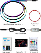 Acrylic LED Lights for Car, 43.3in RGB Interior Light Strip, 146 LEDs | USB Port, APP Control, Music Sync and Color Changing RGB Ambient Lighting for Car Interior, Gifts for Women and Men - Image 9