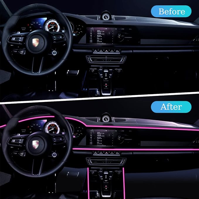 16FT EL Wire Strip Lights, USB Car Neon Trim, Sewing Edge, Purple | USB-powered operation, sewing-edge design, fuse protection, interior ambient lighting use, cut-to-length construction - Image 5