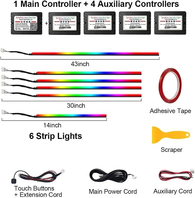 Acrylic Interior Car LED Strip Light, Dreamcolor 6-in-1 RGB Ambient Lighting with APP, 16 Million Colors 175in 600LED Music Sync Lights for Night Driving, Home, Camping & Gift Decor - Image 7