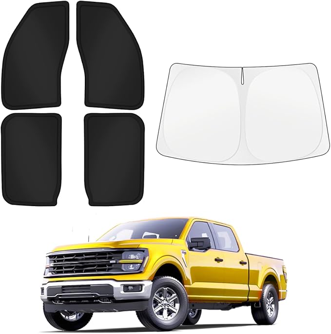 KUST Car Window Shades for Ford F-150 2021-2025 2026 (4-Door) F150 Accessories Windshield Sun Shade Side Window Cover UV Block Privacy Protection for Camping Blackout Rear Back Full Set 5PCS by KUST