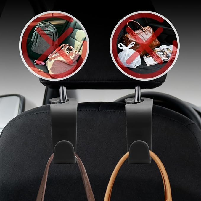4PCS Car Seat Headrest Hooks, Purse Hook for Car | Car Headrest Hidden Hook, Car Interior Accessories Multi-Use Portable Headrest Organizer Holder for Purse Handbag Coats - Image 5