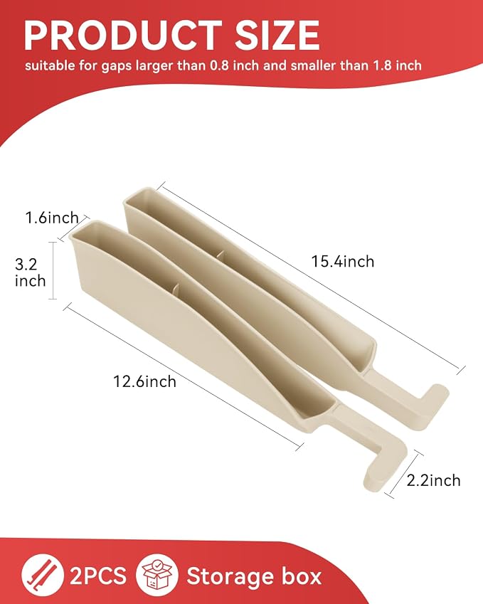 Car Seat Gap Filler, Seat Gap Organizer with Phone Holder, Car Seat Accessories, Car Organizer Fit SUV Truck-2PCS Beige - Image 3