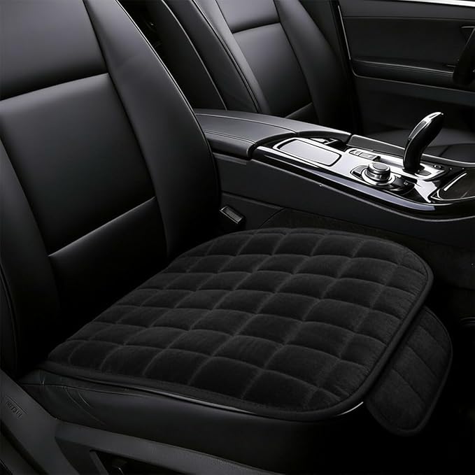 YoRise Car Seat Cushion, Car Driver Seats Protector Cover (Black) | Soft Plush Auto Seat Pad with Storage Pocket, Car Seat Cover with Non-Slip Rubber Bottom, Winter Vehicle Accessory by Unknown