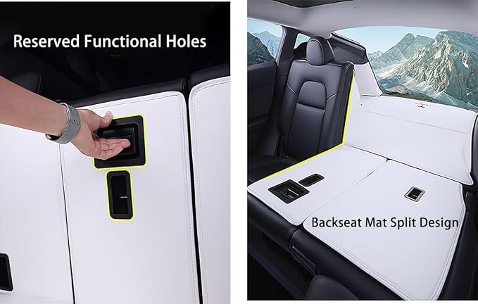 Compatible with Tesla Model Y Trunk Mat 5-Seater Tesla Y 2026 Juniper Refresh Heavy Duty Trunk Liner White Full Coverage Trunk Mat+Backseat Protector+High Side Panels+Door Sill Protector(White) - Image 4