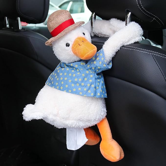 Tissue Box Cover Plush Tissue Box Holder for Car, Home, Decorative Holder/Organizer for Bathroom Vanity Countertop, Nightstands, Office Desk-Duck by seemehappy