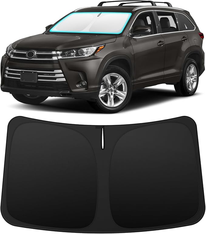 INSAUTO Custom Fit Windshield Sun Shade for Toyota Highlander 2014-2019 | Foldable Front Window Sunshade Car Accessories, UV & Heat Reflector, Keeps Interior Cool, Includes Storage Bag by INSAUTO