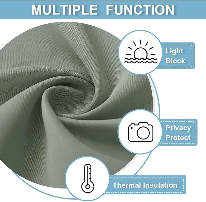 RYB HOME Sidelight Curtains for Front Door, Skinny Narrow Window Curtains | Entry Glass Door Cover, Renter Friendly Blackout Curtains, Adhesive No Drill, Wide 12 inch x Long 69 inch, Sage Green, 1 Pc - Image 7