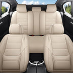 Car Seat Covers Full Set Custom Fit For Lexus ES300 1997-2003, Beige | Lumbar Support, Premium Faux Leather, Breathable, Anti-Slip, Airbag Compatible, Waterproof, Car Seat Protectors, 2 Row-5Seat - Image 2