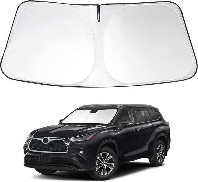 Windshield Sun Shade Sunshade for 2020-2026 Toyota Highlander | Full covered for windshield, Foldable & Durable, Block UV Rays, Reduce Heat, Easy to install, Keeps Car Cooler by LHFLIVE