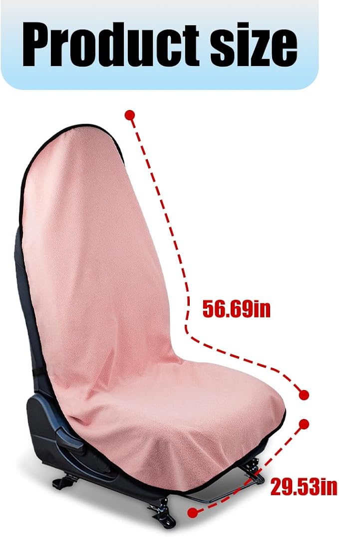 Mandark Waterproof Towel Car Seat Cover, Sweatproof Non Slip Bucket Carseat, Machine Washable Vehicle Bucket Frontseat Protector Accessories, Universal for SUV, Sedan, Truck(Pink) - Image 2