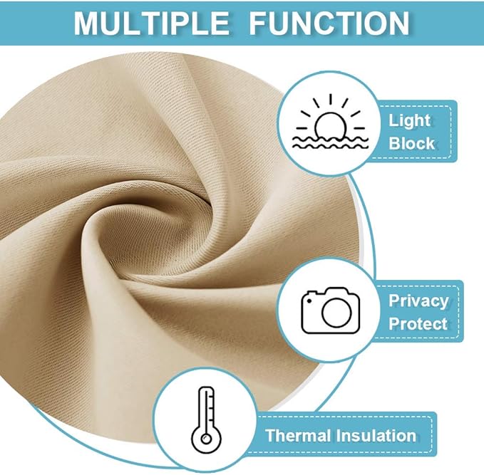 RYB HOME Half Curtain Tiers 36 inch Length, Rod Pocket | Short Blackout Curtains for Small Window,Thermal Insulated,Privacy ,Energy Efficient,W34 x L36,Biscotti Beige,2 Panels - Image 6