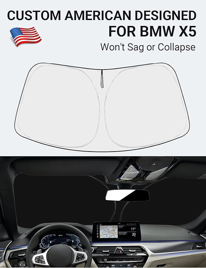Proadsy Custom Fit 2019-2026 BMW X5 Windshield Sun Shade, Blocks Heat | 240T Heat Shield, Drops Temp 54°F, Blocks 99% UV, Prevents Dashboard Cracking, Summer Parking & Beach Trips, Easy Twist-Fold - Image 2