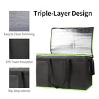 Bodaon 3-Pack Insulated Food Delivery Bag, XXX-Large Meal Grocery Tote Insulation Bag for Hot/Cold Food, Commercial Cooler/Thermal Bags, Large Capacity Reusable Warming Bag, Black with Green Edge - Image 5