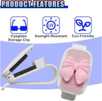 2PCS Cute Bow Glasses Holders for Car Sun Visor, Automotive Leather Sunglasses & Ticket Card Organizing Clip, Universal Vehicle Interior Eyeglasses Mount for Cars, Trucks, SUVs (Pink) - Image 4