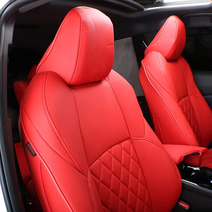 EKR Seat Covers for Honda Accord 2023 2024 2025 2026 EX,SE &2023-2026 (Hybrid) Sport,EX-L,Sport-L,Touring,(Rear Row W/40/60 Split Backrest),Leather Seat Covers for Trucks Full Set (Red) - Image 2