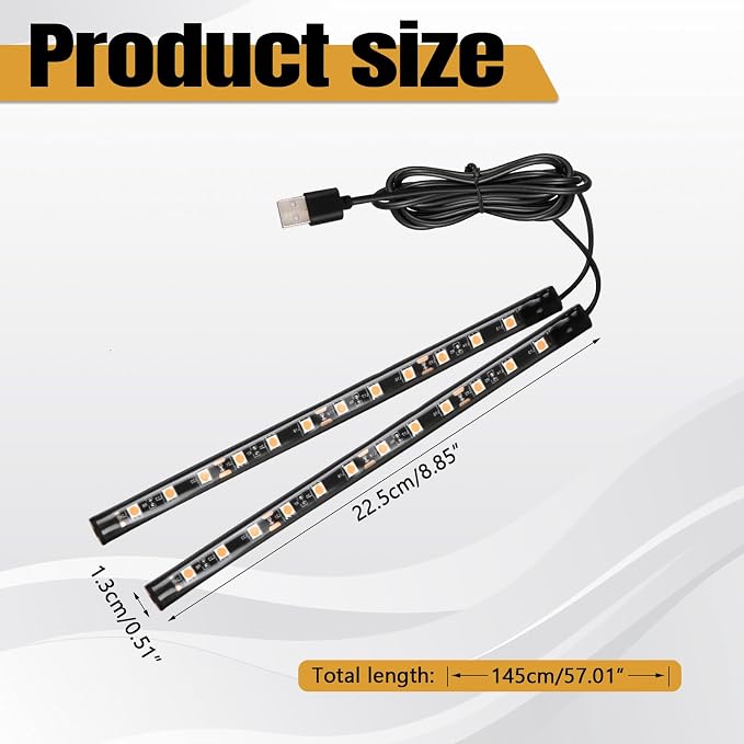 wuyaoyao Car LED Strip Light, Ambient Lighting Kit w/USB Port, Red | 12V 24 LED Lights for Decor, RGB Neon Atmosphere Lamps, Under Dash Ambient Night Light, Universal Car Accessories - Image 2