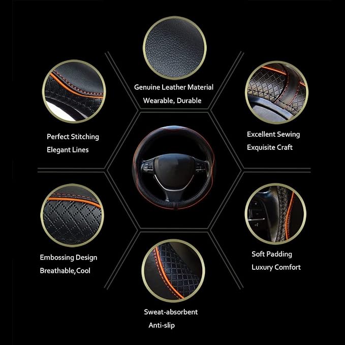 Car Steering Wheel Cover, Anti-Slip, Safety, Soft, Breathable, Heavy Duty, Thick, Full Surround, Sports Style (Gray) - Image 4
