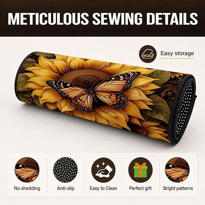 Car Trunk Mat for SUV, 29"x39" Vintage Sunflower Cargo Liner Protector | All Weather Universal Cargo Liners for Dogs, Car Accessory for SUVs/Sedan/Wagons, Durable Non-Slip Washable Rear Cargo Mat - Image 3