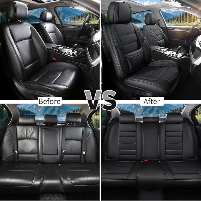 Car Seat Covers Full Set Custom Fit For Toyota Tacoma 2001-2026, Black | Lumbar Support, Premium Faux Leather, Breathable, Anti-Slip, Airbag Compatible, Waterproof, Car Seat Protectors, 2 Row-5Seat - Image 5