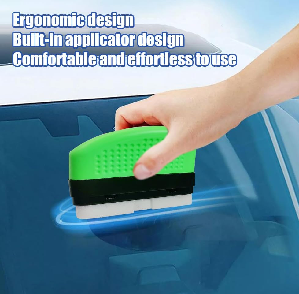 3PCS Automotive Oil Film Cleaning Brush,Car Clear Vision Glass Cleaner for Car Windows,Car Windshield Cleaner for Cleaning Brush and Improving Windshield Clarity & Visibility,Green - Image 5