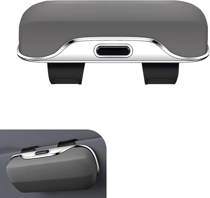 Car Visor Sunglass Holder, ABS Anti-scratch Eyeglasses Protection Case, Multi-function One-press Open Storage Box, Sun Visor Organizer Accessory for Most SUVs Sedans Trucks (Gray) by Unknown