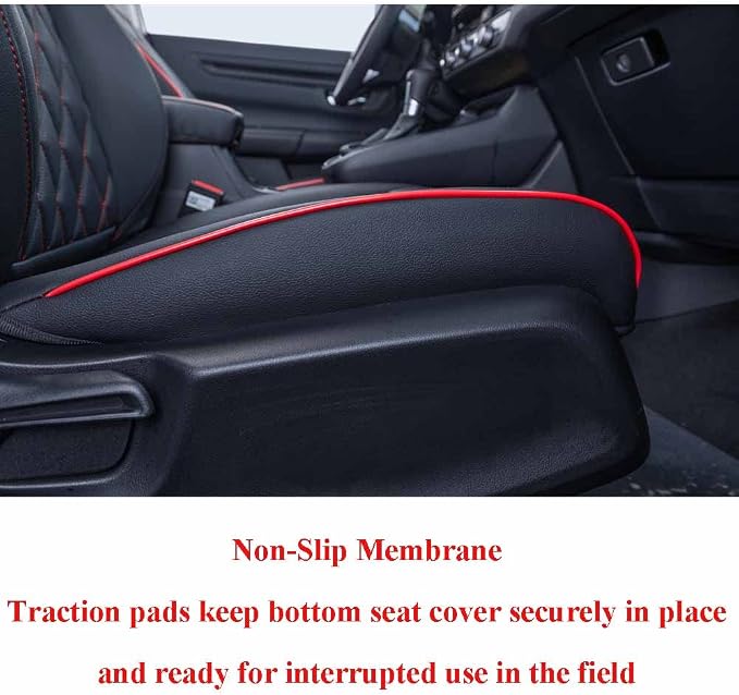 EKR Car Seat Covers for Honda HRV 2023-2027,Leatherette Full Set | Custom Fit for Honda HRV EX-L 2023-2027 Glove-Like Fit,Airbag Compatible,Easy Clean,Faux Leather(Black with Red Piping) - Image 2