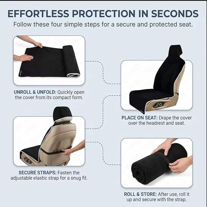 Waterproof Stain Resistant Towel Car Seat Covers | Universal Non-Slip for Gym Workout, Swimming, Beach and Workout Outdoor , Machine Washable(Black,2 Pack) - Image 6