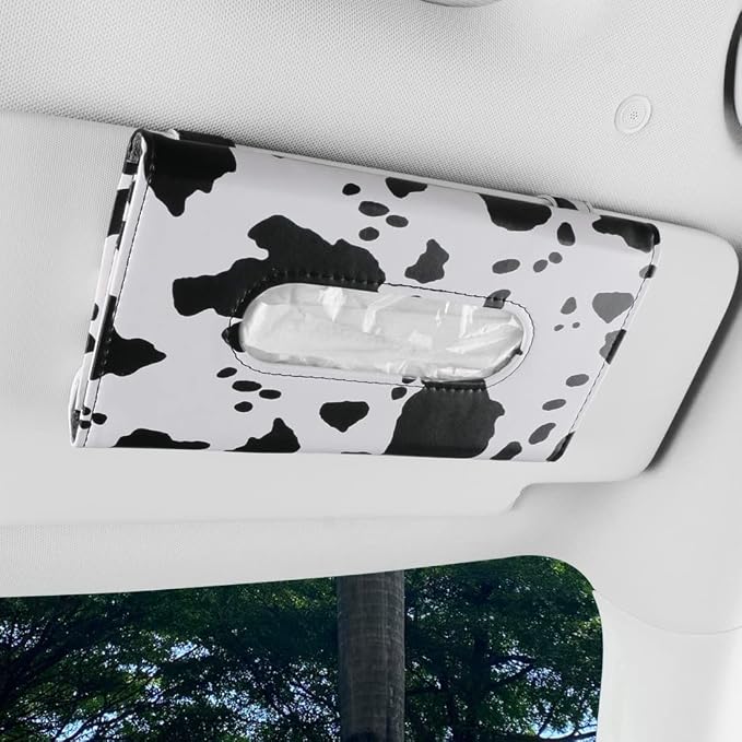 Cow Print Car Accessory for Women, Premium Tissues Holder, Car Napkins Box | Effortless Paper Refill, Chic Interior Decor, Cute Car Essentials for Women, Napkin Dispenser Fits SUV, Car & Truck - Image 6