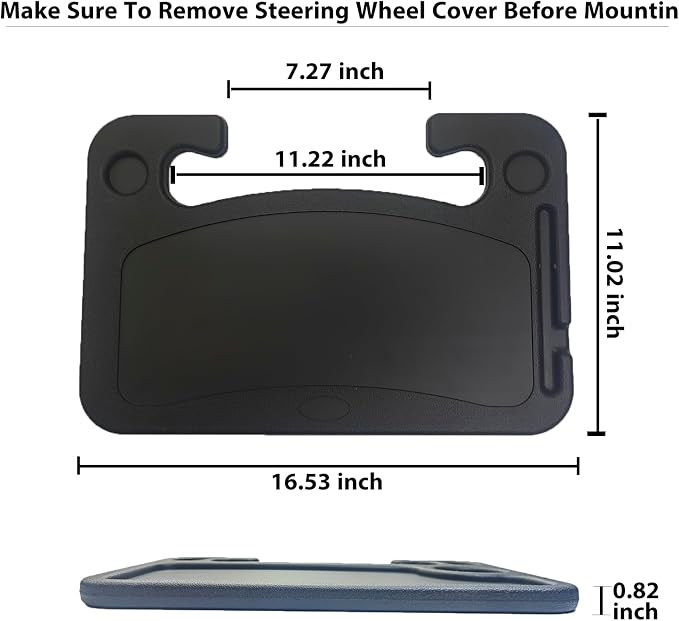 Steering Wheel Tray Desk, Portable Laptop & Food Table for Eating, Working, Makeup, Steering Wheel Stand for Truck Drivers, Vehicle Mount Organizer with Cup Holder - Image 2