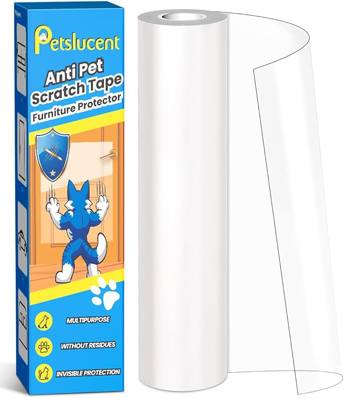 Cat Scratch Furniture Protector: Cat Anti Scratch Tape - Door Protector from Dog Scratching - Clear Training Self Adhesive Tape for Carpet, Sofa, Couch, Door (118in x 11.8in) by Petslucent